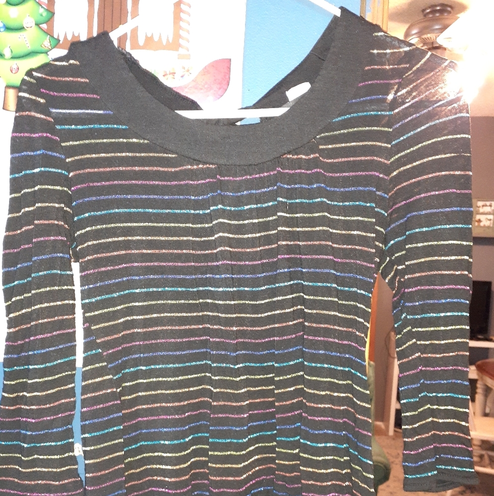 Black and colorful striped shirt